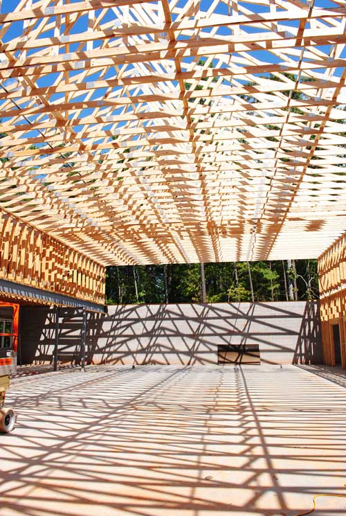 Striped floor thru rafters